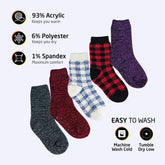 Toddler Crew Warm Thermal 5/6 Pack Socks Soft Thick Brushing